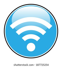Wi-Fi icon button on white background - vector illustration.