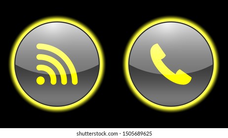 Wifi icon, call icon vector design. Couple of icons united by one topic
