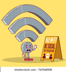 Wifi icon Character vector illustration. Social people design concept