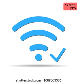 Wifi icon with check sign. Wifi icon and approved, confirm, done, tick, completed concept. Vector icon