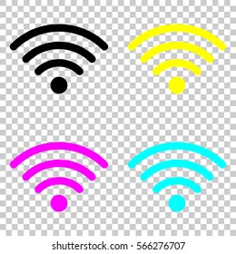 wi-fi icon. Colored set of cmyk icons on transparent background.