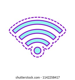 wi-fi icon. Colored sketch with dotted border on white background
