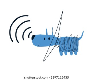 Wifi icon  composed with funny cartoon dog. 