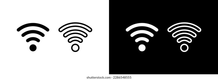 Wi-Fi icon for connecting to the Internet. Icon on a white and black background.