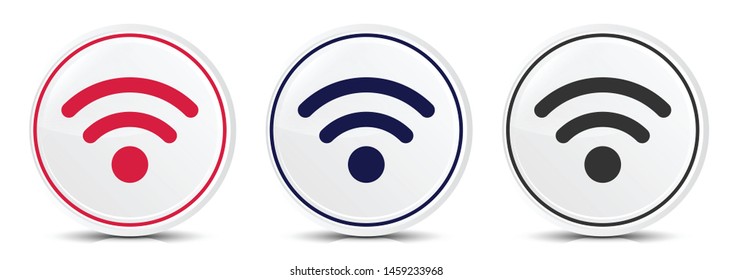 Wifi icon crystal flat round button set illustration design isolated on white background