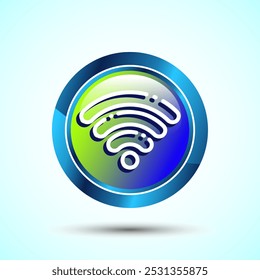 Ilustración del diseño del icono de WIFI, símbolo de la conexión a Internet, señal inalámbrica y WIFI, diseño brillante del Botón redondo