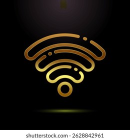 Wifi icon design illustration, internet connection icon, wireless and wifi sign symbol in gold color style
