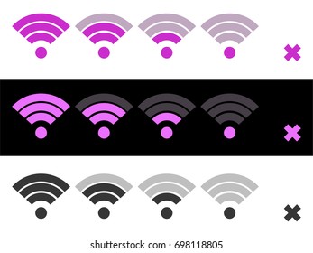 WI-Fi Icon in Different Color variation Vector Illustration. Technology set of Different WIFI Signal Level