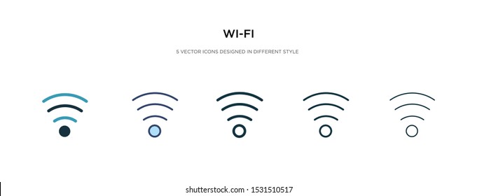 wi-fi icon in different style vector illustration. two colored and black wi-fi vector icons designed in filled, outline, line and stroke style can be used for web, mobile, ui