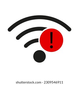 WiFi Icon with exclamation mark in the middle showing free internet. Vector illustration.
