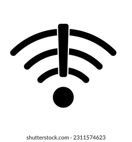 WiFi Icon with exclamation mark in the middle showing free internet. Vector illustration.