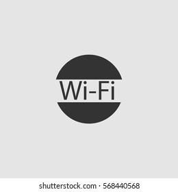 Wifi icon flat. Black pictogram on grey background. Vector illustration symbol
