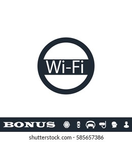 Wifi icon flat. Black pictogram on white background. Vector illustration symbol and bonus button