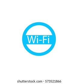 Wifi icon flat. Blue pictogram on white background. Vector illustration symbol