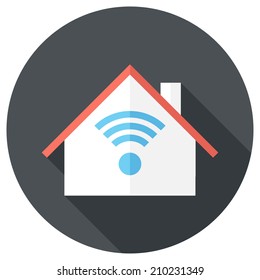 Wi-Fi icon. Flat design style modern vector illustration. Isolated on stylish color background. Flat long shadow icon. Elements in flat design.