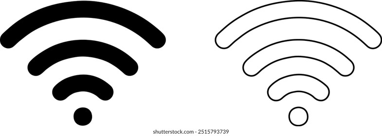 ícone wifi ilustração plana, símbolo de sinal de comunicação. sinais de sinal e símbolos. Conjunto de símbolos Wi-Fi.