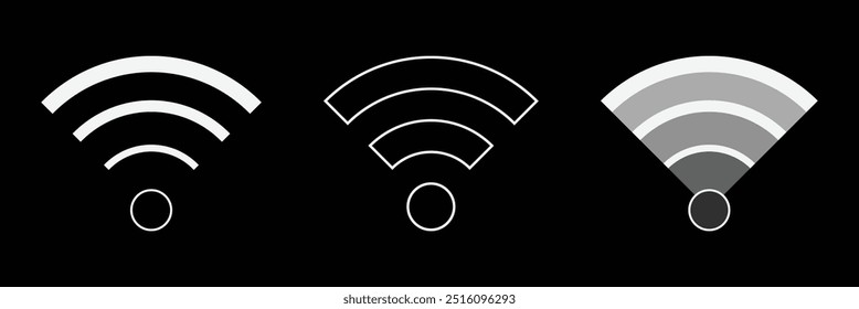 ícone Wifi. ilustração plana do ícone de vetor wifi, símbolo de sinal de comunicação. sinal e símbolo. Ícone sem fio. Conjunto de símbolos Wi-fi. Vetor Wifi.