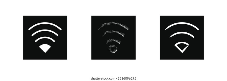 ícone Wifi. ilustração plana do ícone de vetor wifi, símbolo de sinal de comunicação. sinal e símbolo. Ícone sem fio. Conjunto de símbolos Wi-fi. Vetor Wifi.