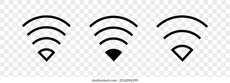 ícone Wifi. ilustração plana do ícone de vetor wifi, símbolo de sinal de comunicação. sinal e símbolo. Ícone sem fio. Conjunto de símbolos Wi-fi. Vetor Wifi.