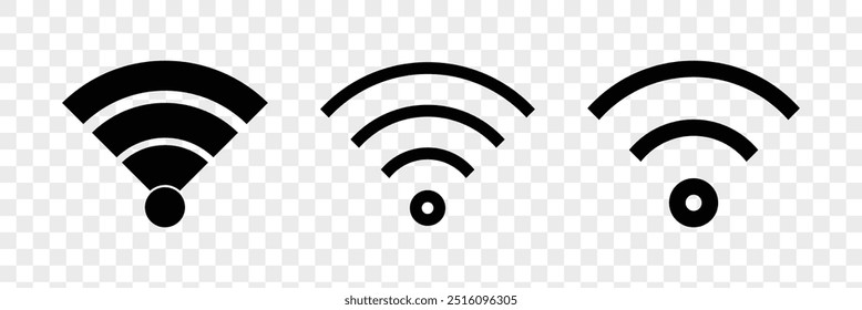 ícone Wifi. ilustração plana do ícone de vetor wifi, símbolo de sinal de comunicação. sinal e símbolo. Ícone sem fio. Conjunto de símbolos Wi-fi. Vetor Wifi.