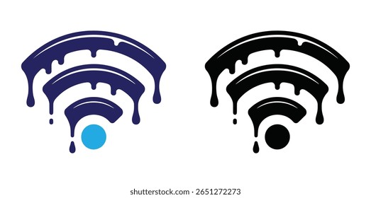Ícone WiFi design de conjunto simples e plano.A arte vetorial de um ícone WiFi gotejante representa conectividade e acesso digitais modernos