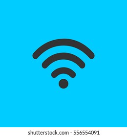 Wi-Fi icon flat. Simple vector black pictogram on blue background