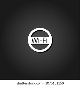Wifi icon flat. Simple White pictogram on black background with shadow. Vector illustration symbol