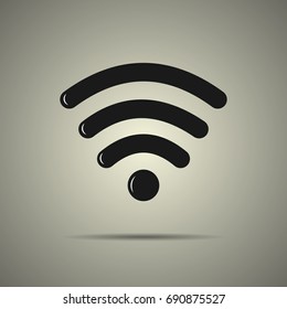 Wi-fi icon in flat style, black and white colors, isolated web icon