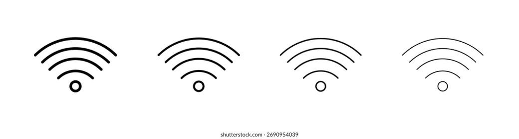 Wifi-Symbol Flache dünne Linie, Vektorgrafik, Skizze, Skizze