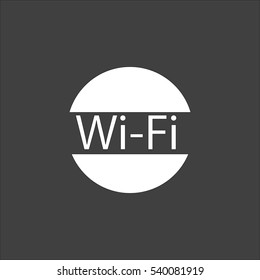 Wifi icon flat. Vector white illustration isolated on black background. Flat symbol
