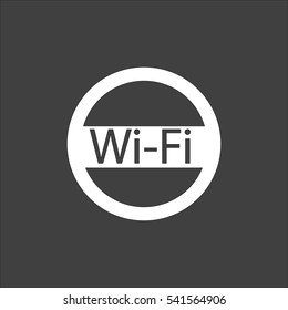 Wifi icon flat. Vector white illustration isolated on black background. Flat symbol