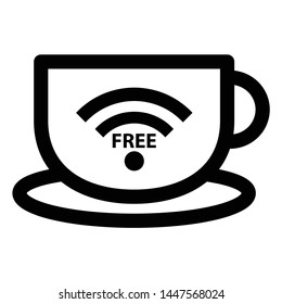 wi-fi icon.  free wifi coffee icon vector/ cup icon