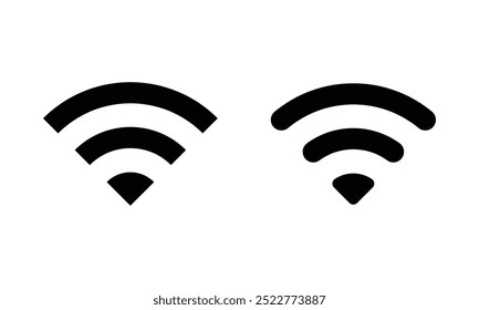 Wifi-Symbol. Kostenloses WiFi-Zeichen, isoliertes Symbol. Wireless-Symbol. Wi-Fi-Symbolsatz. Wireless-Technologie des Routers. Kostenlose Wireless-Zone. Öffentliches WiFi-Bereich solides Zeichen.