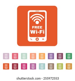 The wifi icon. Free Wifi symbol. Flat Vector illustration. Button Set