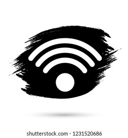 Wi-Fi icon, graphic design template, grunge brush, vector illustration