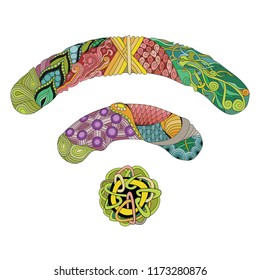 WIFI icon illustration. Vector decorative zentangle object