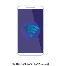 Wifi-Icon in Smartphone-Design, Internet-Technologie Kommunikationsnetzwerk Wireless-Signal-Web-und Access-Thema Vektorillustration Illustration