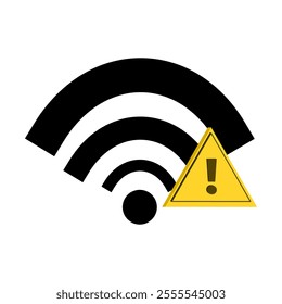 Wi-Fi icon internet connection problems. lost network, error, isolated on white background