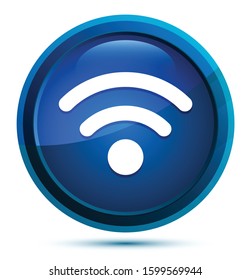 Wifi icon isolated on elegant blue round button illustration