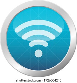 Icono WIFI Ilustración de vectores aislados Ilustración de señal de conexión de red inalámbrica Símbolo de marco de círculo brillante azul claro