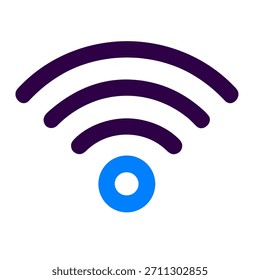 Wifi-Symbol. Eine lineare Vektorgrafik eines WiFi-Symbols, einzeln auf weißem Hintergrund.