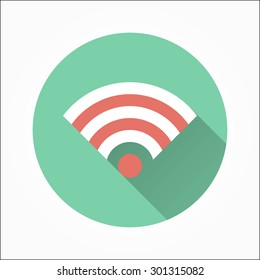 Wi-Fi  - icon with long shadow, flat design. Vector illustration