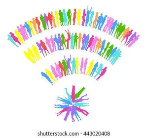 Wifi Icon made of Vector Silhouettes Over white 