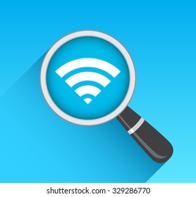 Wi-fi Icon Magnifying Glass