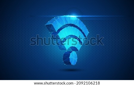 Wifi icon and network connection concept, Smart city and wireless communication network, abstract image visual. Modern futuristic background. Vector Illustration.