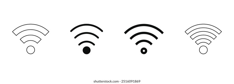 Ícone Wi-Fi. ícone linear de rede Wi-Fi. sinal e símbolo. Sinal sólido de área de wifi pública. Ícone de Wi-Fi símbolo plano de elemento de sinal de internet sem fio. Conjunto de ícones do vetor Wifi. Eps 10.