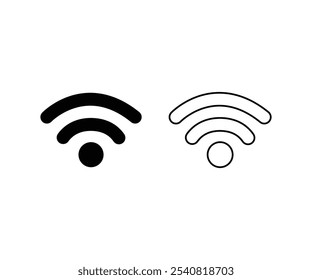 Ícone Wifi. Ícone linear de rede Wi-Fi. Sinal e símbolo. Sinal sólido de área de Wi-Fi pública. Sinal de internet sem fio isolado sobre um fundo branco.