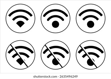 ícone wi-fi e a Folha Sem ícones WIFI.  Conjunto de ícones da rede Wi-Fi. eps 10.