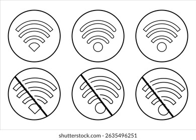 ícone wi-fi e a Folha Sem ícones WIFI.  Conjunto de ícones da rede Wi-Fi. eps 10.