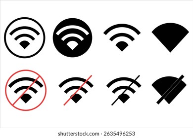 ícone wi-fi e a Folha Sem ícones WIFI.  Conjunto de ícones da rede Wi-Fi. eps 10.